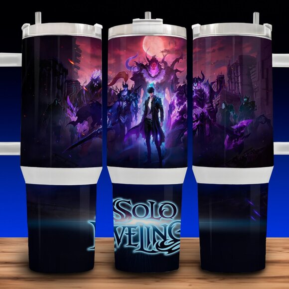 Solo Leveling Anime Sung Jinwoo Action Cup Mug Tumbler 40oz with lid and straw - Picture 1 of 3